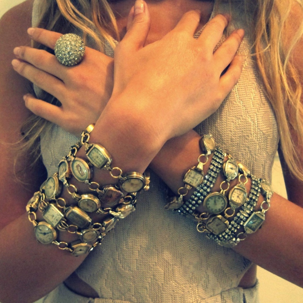 Vintage reworked bracelet watch faces